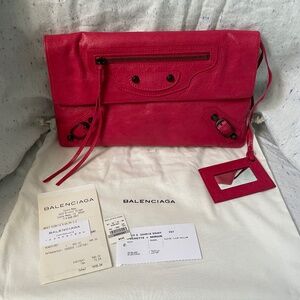 Balenciaga Rose Thulium Motorcross Envelope Clutch